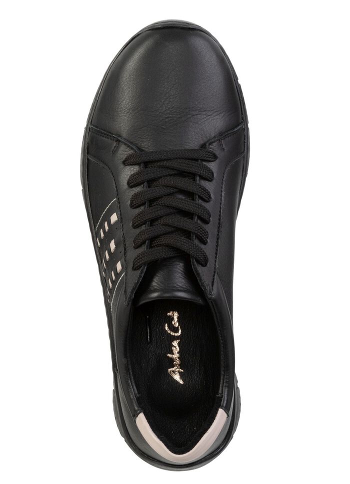 Andrea Conti Schn&uuml;rschuh aus Nappaleder mit Kontrastdurchz&uuml;gen SCHWARZ