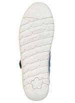 ELENA EDEN, sommerliche Damen-Slipper, Weite H, mit herausnehmbarem Fussbett BLAU-ECRU