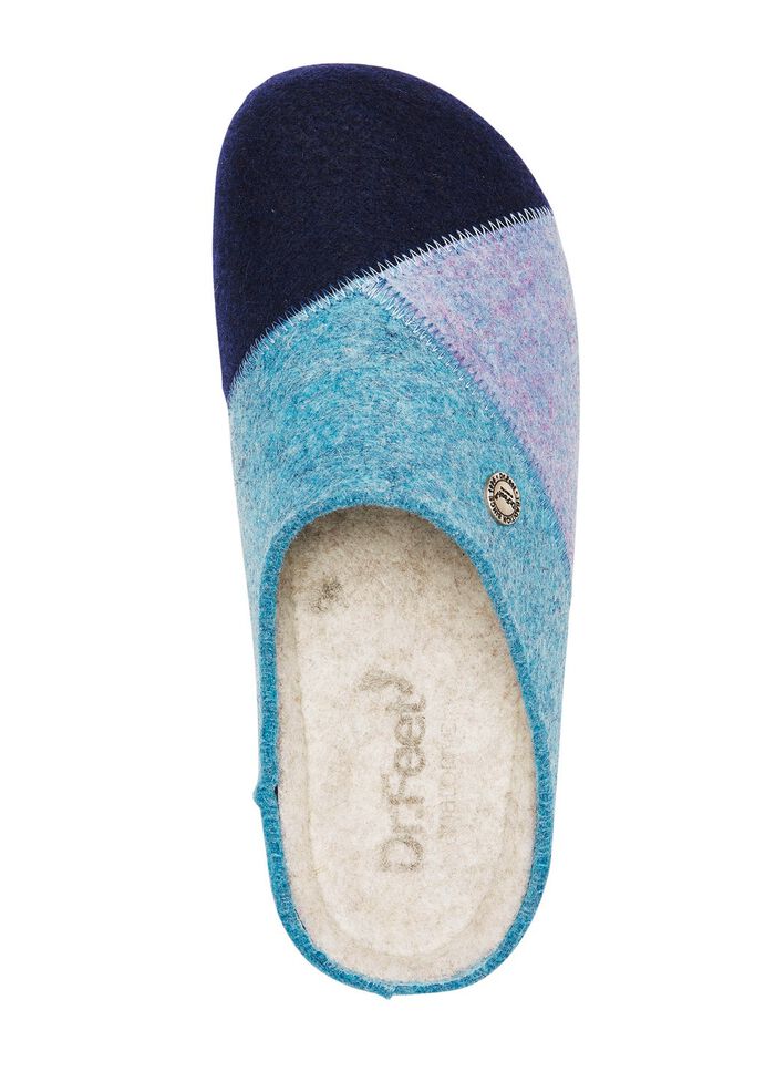 Laurina, klassische Damen-Hausschuhe, Weite H, mit anatomisch geformtem Fussbett BLAU-T&Uuml;RKIS
