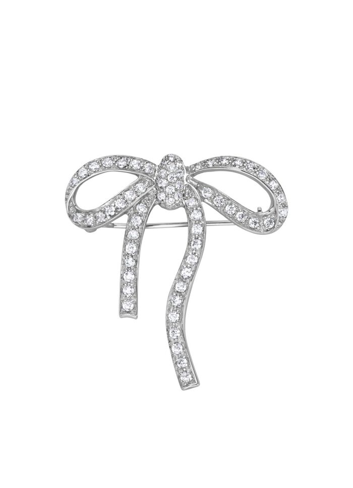 Anstecknadel Schleife mit synth. Zirkonia 