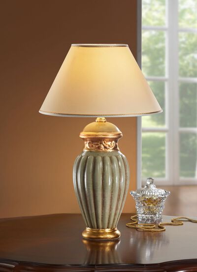 Tischlampe mit echter Blattgoldauflage 