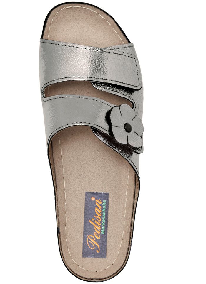 Pantolette mit Leder-Tieffussbett ANTIKBRONZE