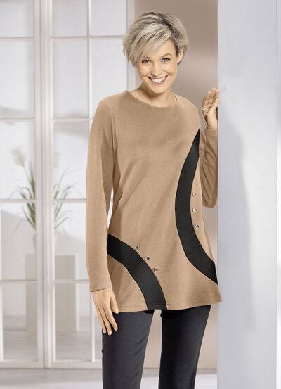 Sweatshirt mit kontrastfarbenen Einsätzen in 2 Farben 