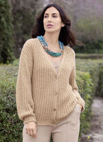 Strickjacke mit Paillettengarn BEIGE MELIERT
