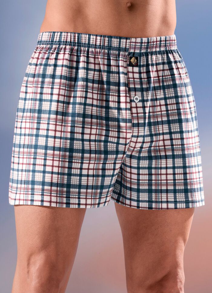 Viererpack Boxershorts, kariert, kn&ouml;pfbarer Eingriff 