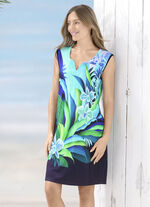 Kleid mit farbbrillantem Druckdessin, ärmellos 