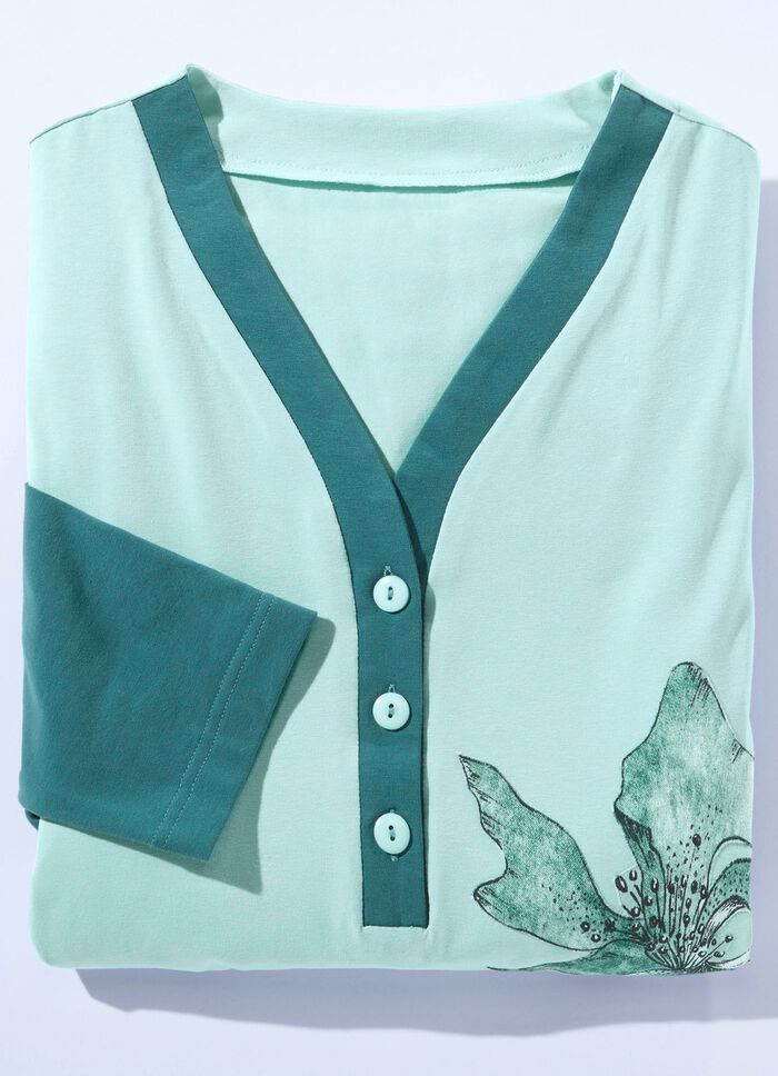 Zweierpack Nachthemden mit Knopfleiste und platziertem Druck 