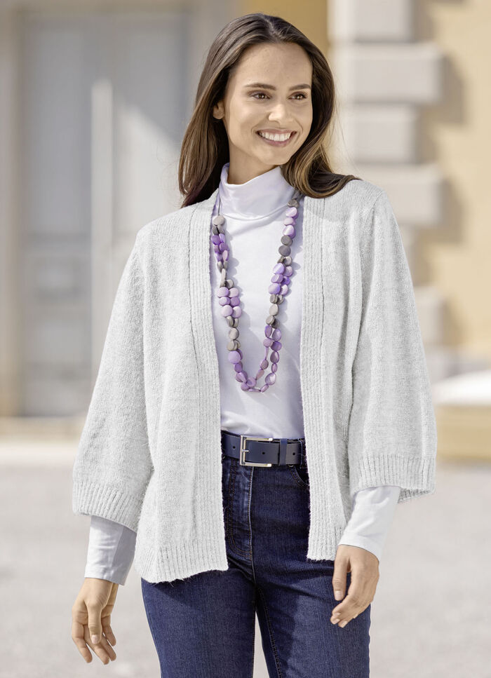 Strickjacke mit Alpaka HELLGRAU MELIERT