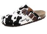 ELENA EDEN, trendige Damen-Clogs, Weite H, mit brauner Spange SCHWARZ-WEISS