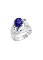 Damenring mit Lapislazuli und Baby Blautopas 