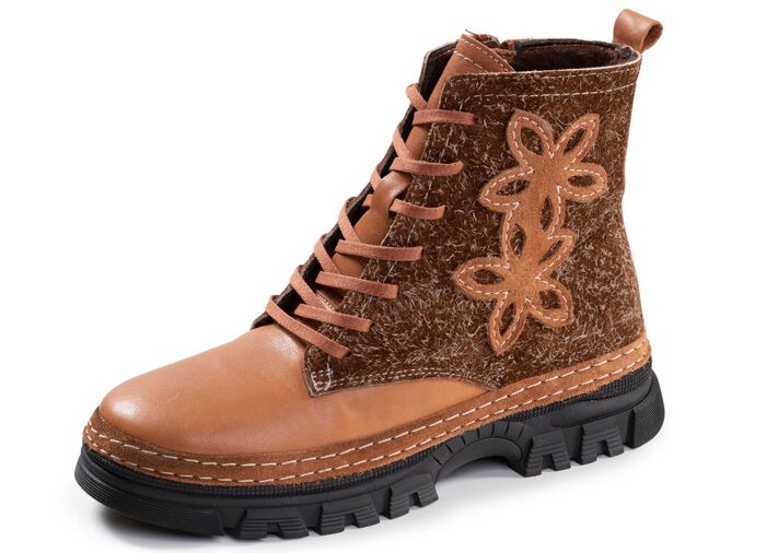 Gemini, modische Damen-Stiefeletten, Winterschuhe, Weite G, mit herausnehmbarem Fussbett CAMEL