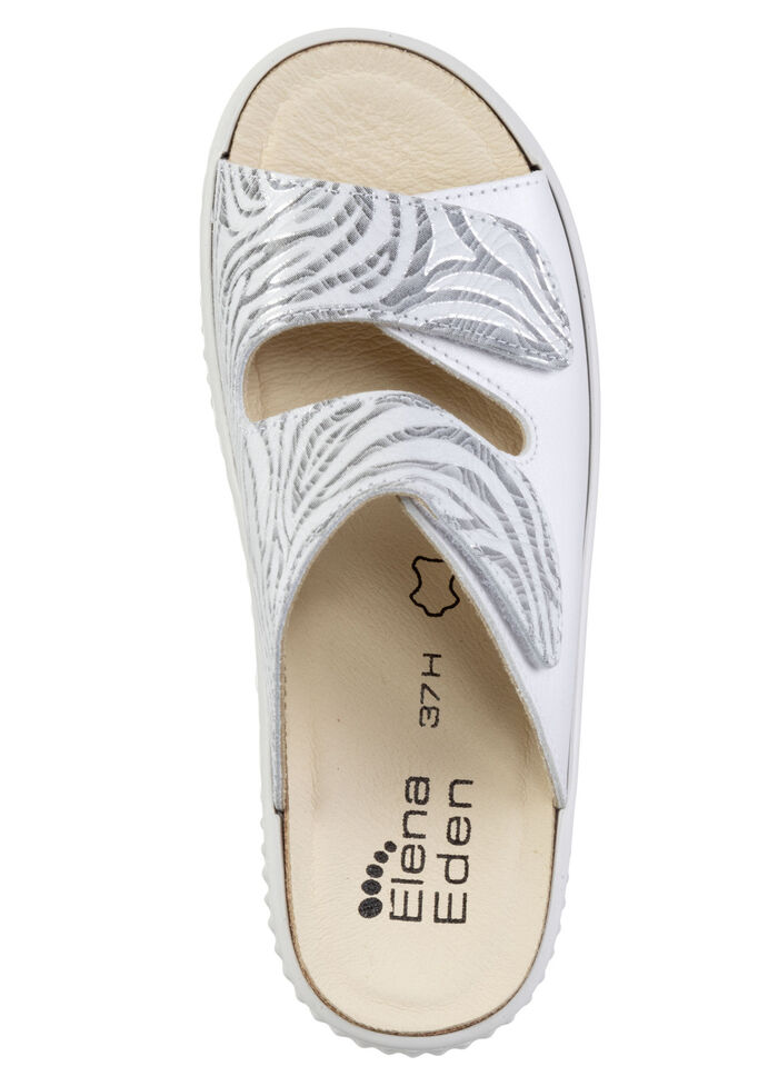 ELENA EDEN Pantolette mit teilweise schimmerndem Zebra-Druck PERLGRAU