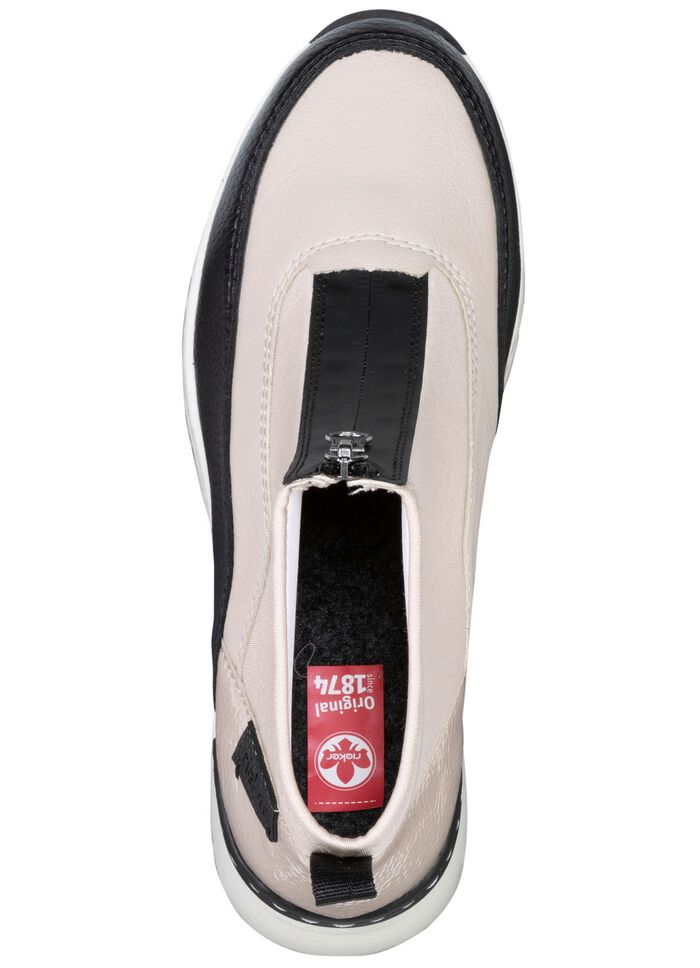 Rieker, stylische Damen-Boots, Weite G, mit Reissverschluss ECRU-SCHWARZ