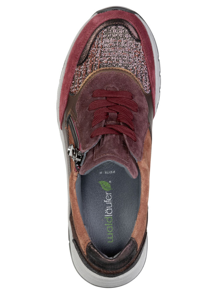 Waldläufer, bequeme Damen-Sneaker, Weite H, mit herausnehmbarem Fussbett BORDEAUX-BUNT
