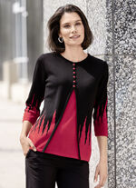 Pullover in Twinset-Optik SCHWARZ-ROT