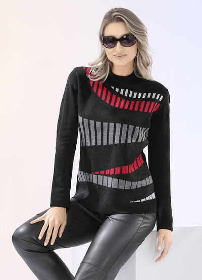 Pullover mit Jacquard-Vorderteil 