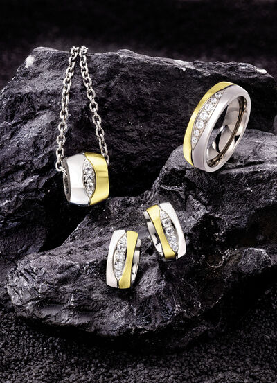 Damenring in Bicolor mit synth. Zirkonia 