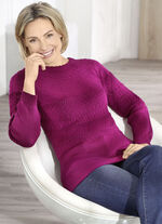 Pullover mit aufwendiger Rundpasse MAGENTA