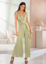 Jumpsuit mit angenähtem Hüftbindegürtel in 3 Farben SCHILF