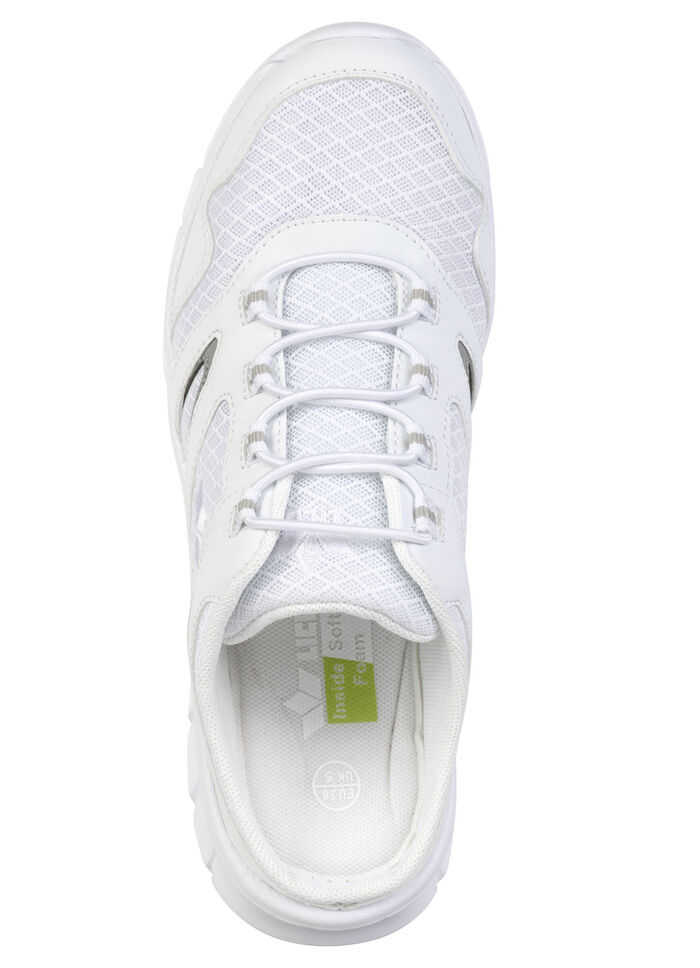 Sportlicher Damen-Sabot, mit herausnehmbarem Fussbett WEISS