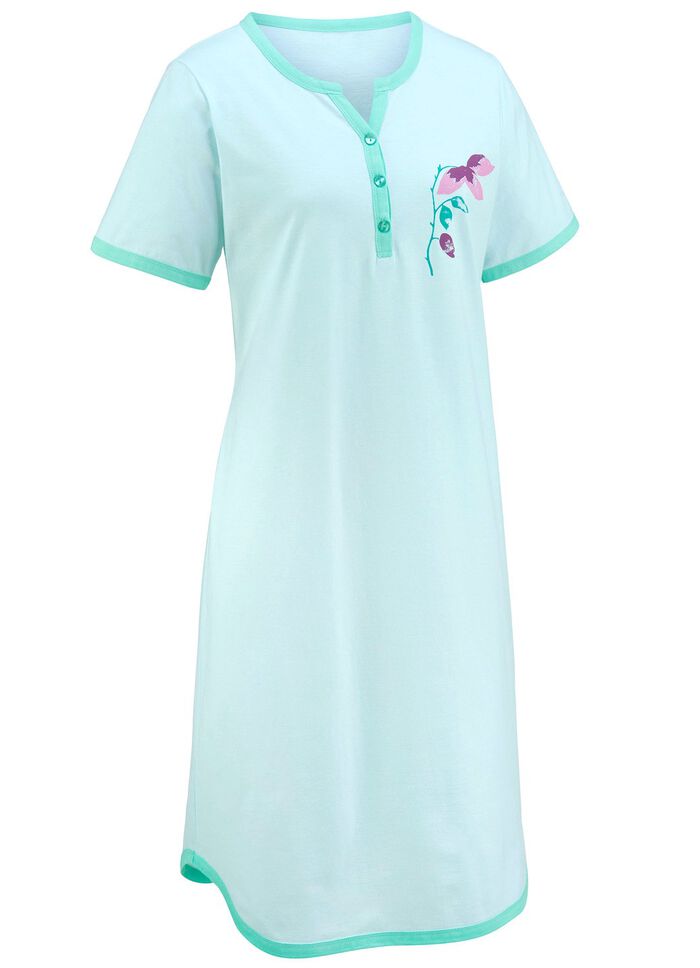 Zweierpack Nachthemden, Knielang mit Knopfleiste und kurzen &Auml;rmeln 