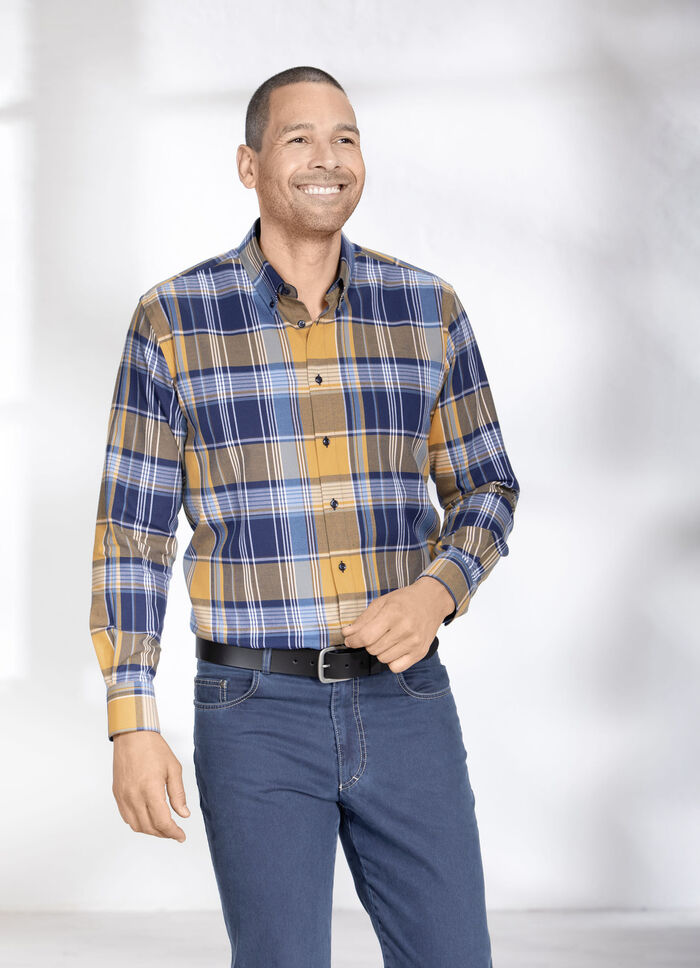 Kariertes Hemd mit Button-Down-Kragen D''BLAU-OCKER
