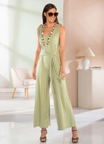 Jumpsuit mit angenähtem Hüftbindegürtel in 3 Farben SCHILF