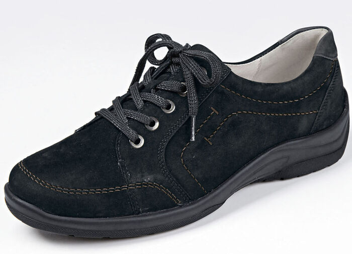 Waldläufer, bequeme Damen-Schnürschuhe, Weite H, mit herausnehmbarem Fussbett SCHWARZ