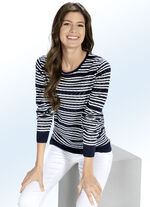 Pullover im Ringelmuster MARINE-WEISS