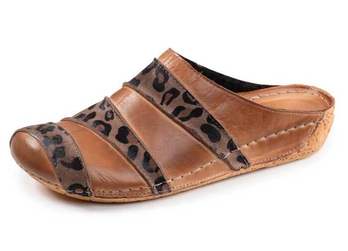 Gemini, trendige Damen-Clogs, Weite G,aus Leder BRAUN