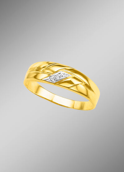 Hochglänzender Damenring in Bicolor mit Diamant 