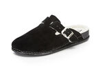 Pantoffel aus weichem Veloursleder SCHWARZ