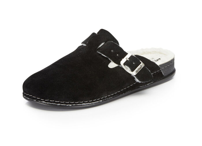 Pantoffel aus weichem Veloursleder SCHWARZ
