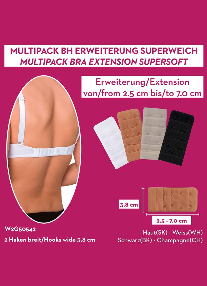 Miss Perfect Wow 2 Go Viererpack BH-Verl&auml;ngerungen 1X WEISS, 1X SEKT, 1X PUDER, 1X SCHWARZ