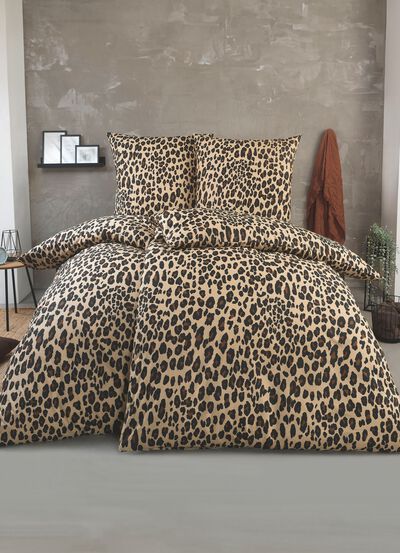 Bettw&auml;sche-Garnitur mit Leopardenmuster  