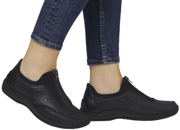Rieker, klassische Damen-Slipper, mit Reissverschluss SCHWARZ