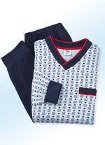 Pyjama mit V-Ausschnitt und komfortablen B&uuml;ndchenabschl&uuml;ssen 