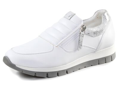 ELENA EDEN Sneaker aus Nappaleder und silbergrau gepr&auml;gtem Veloursleder 