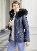 Lederjacke mit Webpelzbesatz 