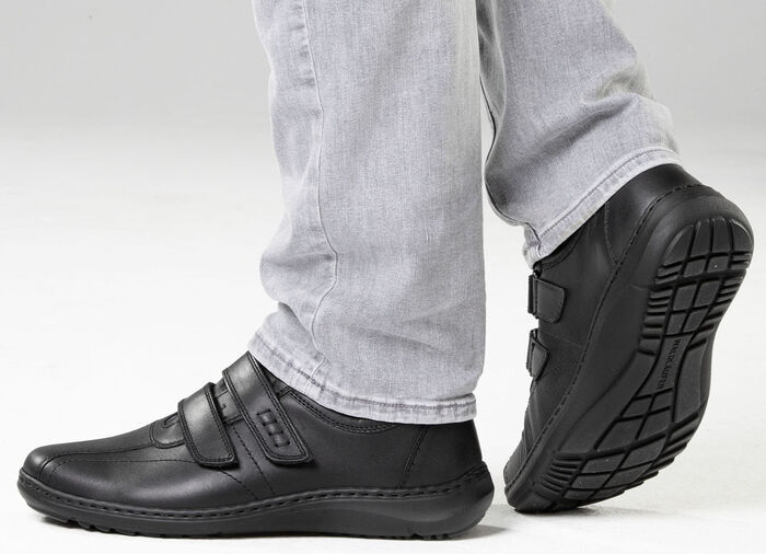 Waldläufer, bequeme Herren-Slipper, Weite H, mit herausnehmbarem Fussbett SCHWARZ