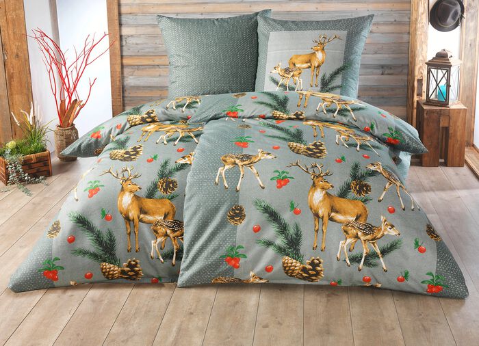 Biber Bettw&auml;sche-Garnitur von Dobnig GR&Uuml;N