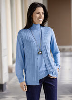 Strickjacke mit Zöpfchenstruktur BLEU