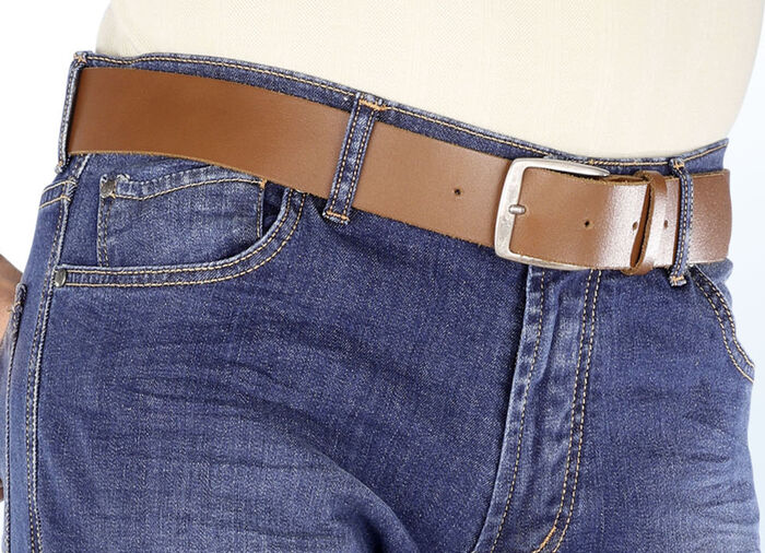 Trendiger Herren-G&uuml;rtel, aus Leder, 4 cm breit COGNAC