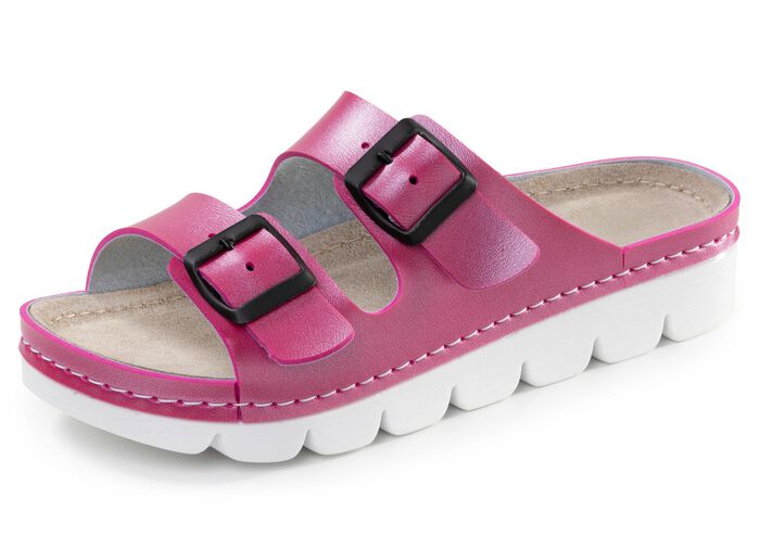 Klassische Damen-Pantoletten, mit verstellbaren Schliessen 