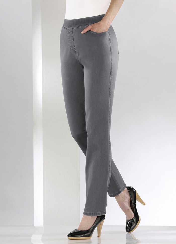 Bauchweg-Jeans in Schlupfform GRAU