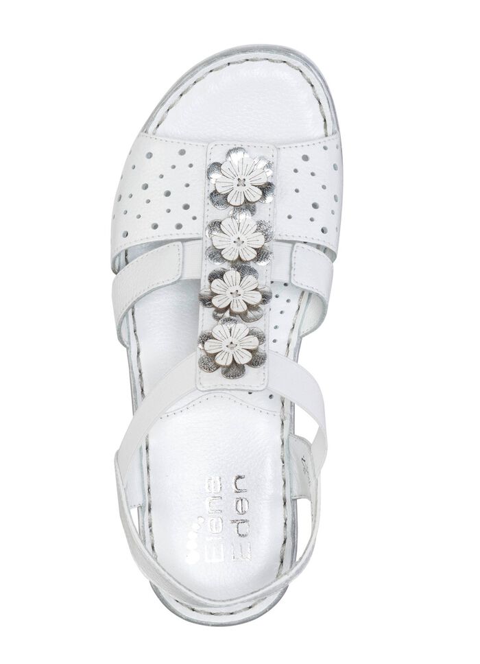 ELENA EDEN, sommerliche Damen-Sandalen, Weite G, aus Leder WEISS-SILBER