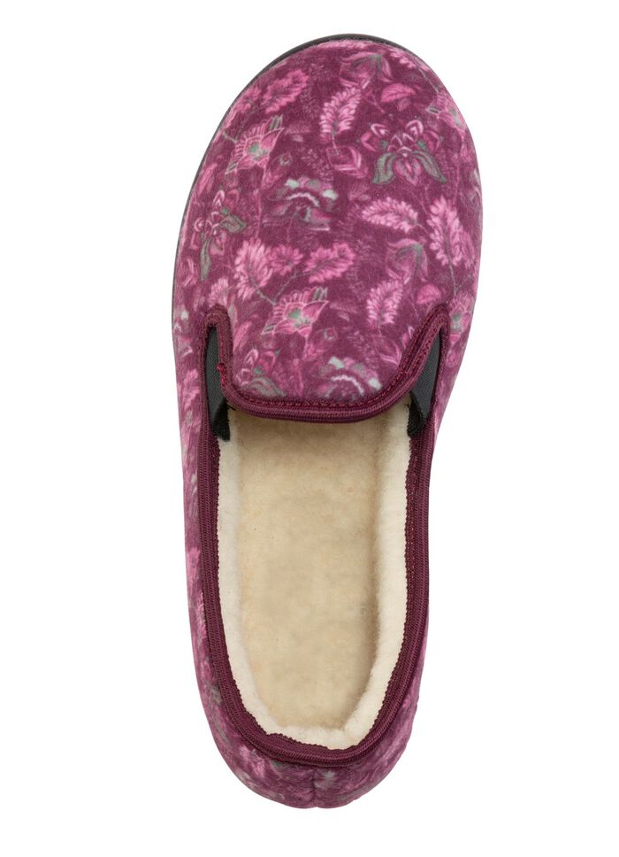 Warme Damen-Hausschuhe, Weite H, mit Wolle BORDEAUX