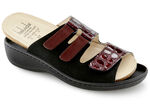 ELENA EDEN, bequeme Damen-Pantoletten, Weite H, mt herausnehmbarem Fussbett SCHWARZ-BORDEAUX