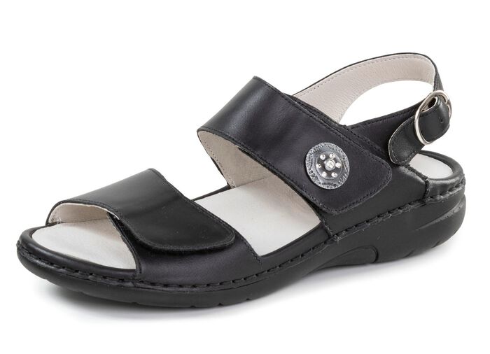 Waldl&auml;ufer Sandale mit Metallschmuck mit Glitzersteinchen 