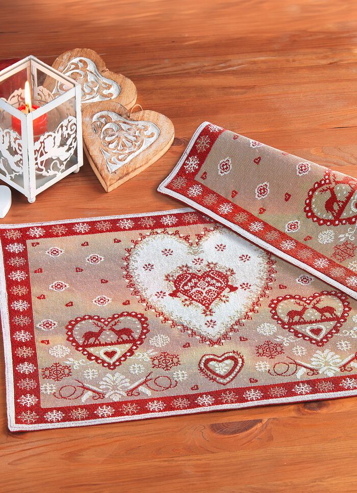 Gobelin-Platzset, 2-teilig ROT-BUNT